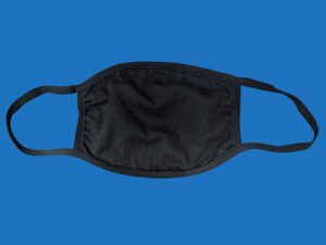 The Inside of a Black Color Mask on Blue Background