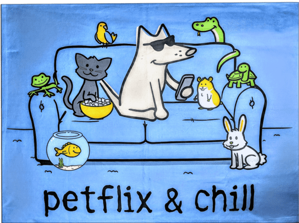 Petflix and Chill Printed Polar Fleece Blanket