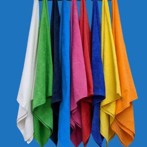 Bright Color Hand Towels Hung on Pegs