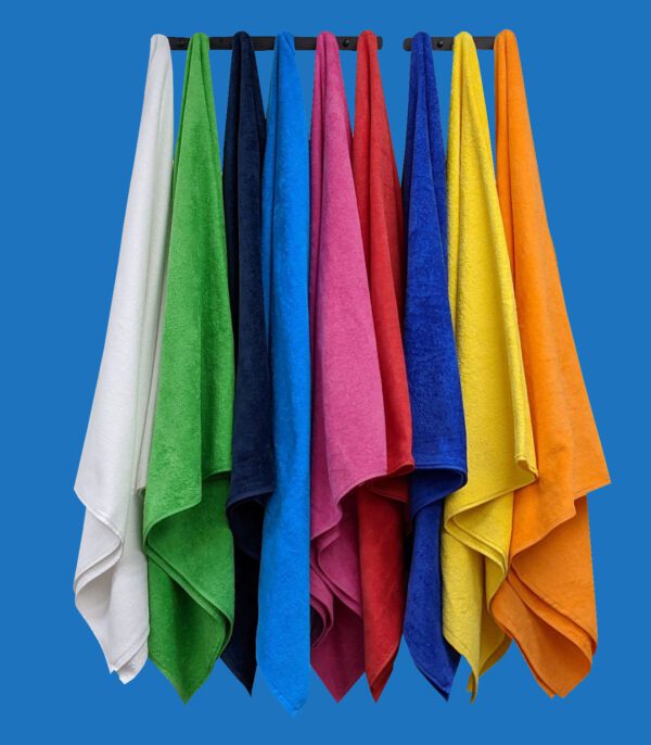 Bright Color Hand Towels Hung on Pegs