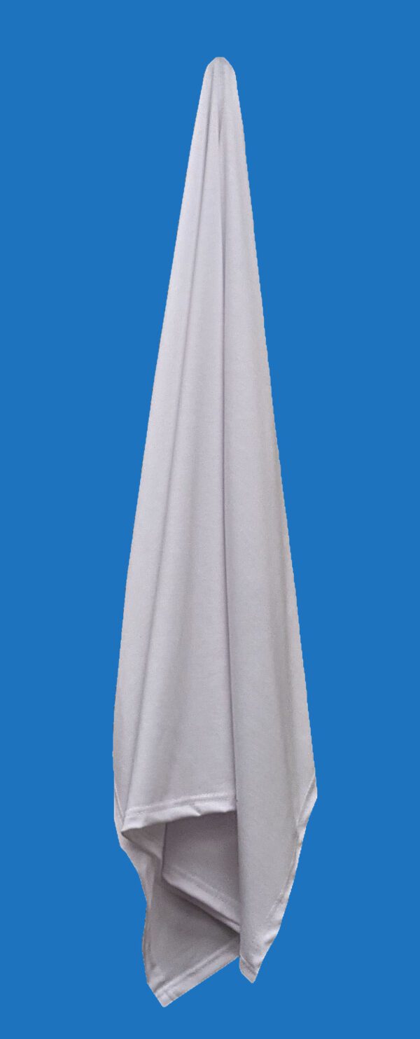 A White Towel Hung on a Peg on Blue Background