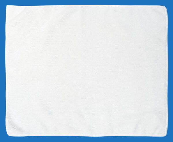 A Plain White Blank Towel Laid on a Blue Surface